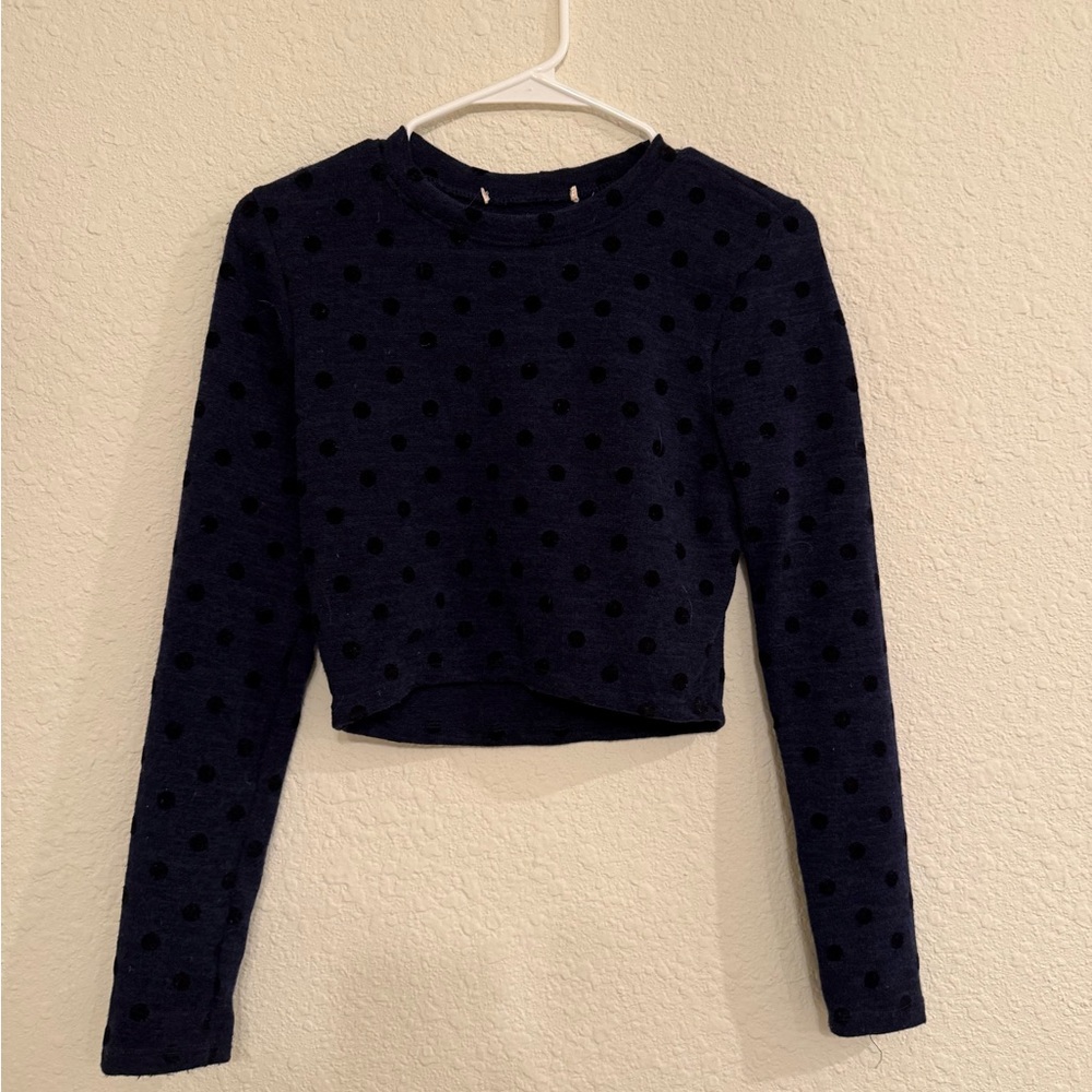 Blue polka dot crop top